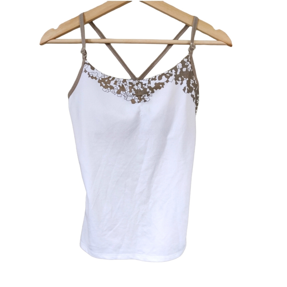 New Balance Lightning Dry White and Gold Lined Activewear Top Small